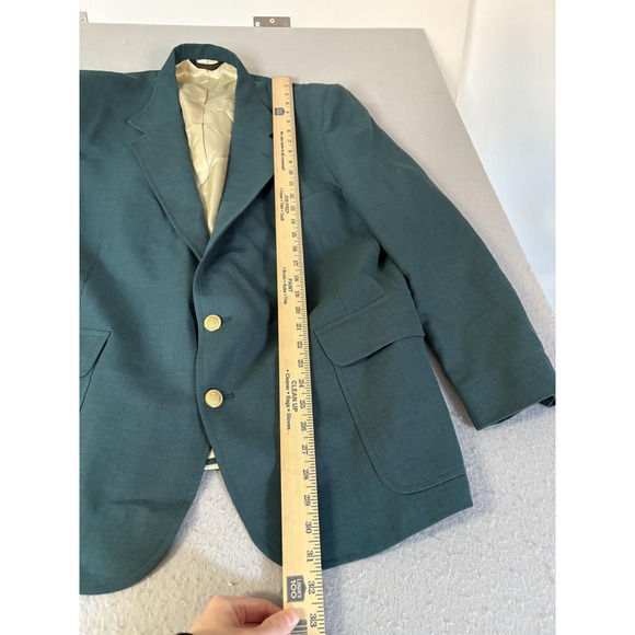 Sutter & Grant Blazer Mens 46 Green Gold Crest Two Button USA Sport Coat - Picture 6 of 11